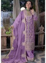 Georgette Purple Festival Wear Embroidery Work Pakistani Suit